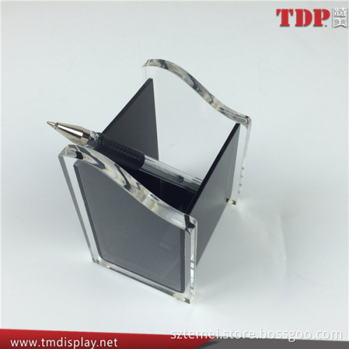 customized deluxe handmade clear black acrylic pen holder for office supplies